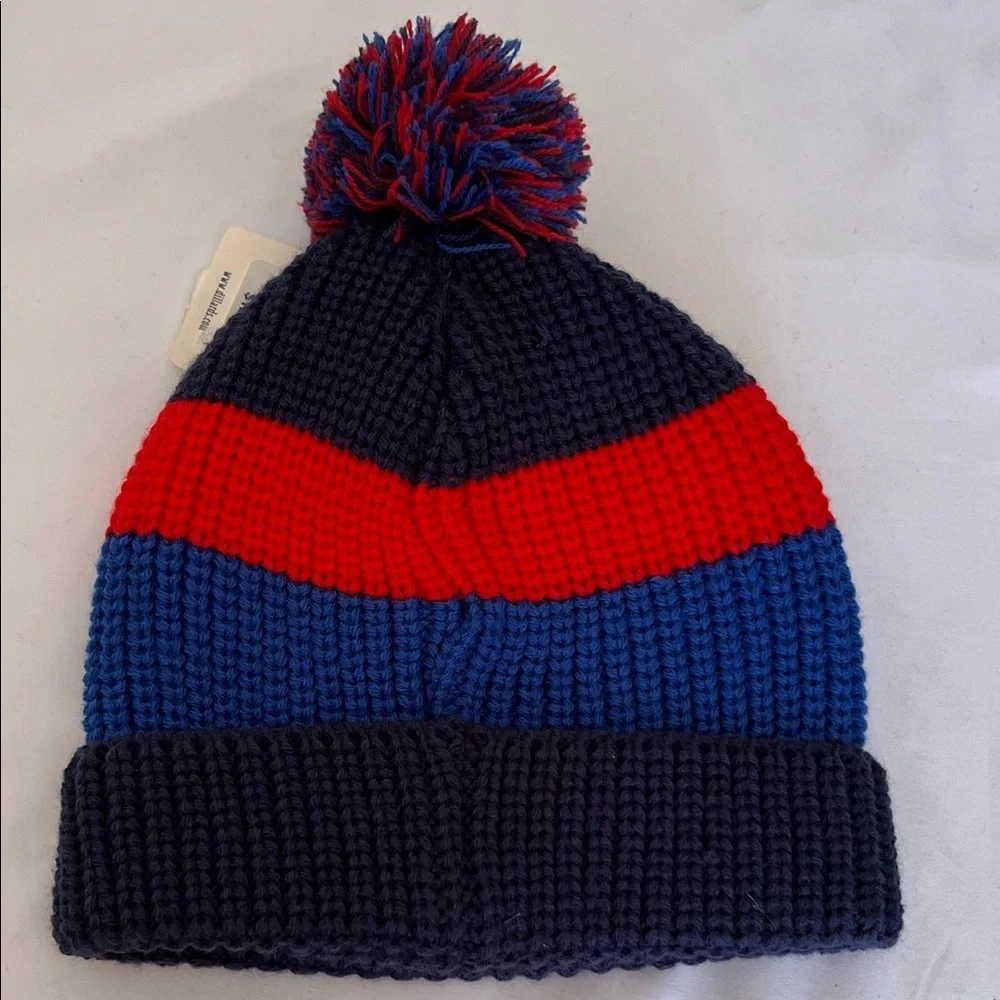 Pendleton Kids' Navy and Red Pom-Pom Hat with Mittens